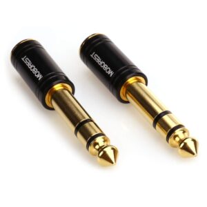 MOBOREST 3.5mm to 1/4" Adapter - Authentic Genuine Universal 6.35mm Pure Copper Adapter Jack - 3.5mm (1/8 Inch) Female to 6.35mm (1/4 Inch) Male Headphone Adapter, Black Fashion 2-Pack