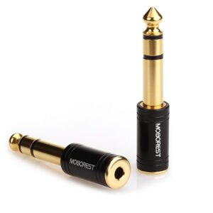 MOBOREST 3.5mm to 1/4" Adapter - Authentic Genuine Universal 6.35mm Pure Copper Adapter Jack - 3.5mm (1/8 Inch) Female to 6.35mm (1/4 Inch) Male Headphone Adapter, Black Fashion 2-Pack