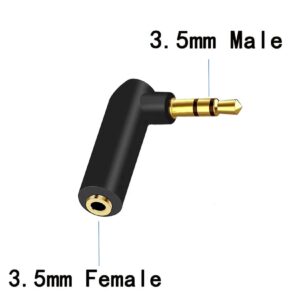 Sairps 3.5mm Right Angle adapterr, TRS Stereo Jack Plugs with a 90-Degree Right Angle Design, Compatible with Laptop Headphone Port, Tablets, MP3 Players, Speakers -2 Pack