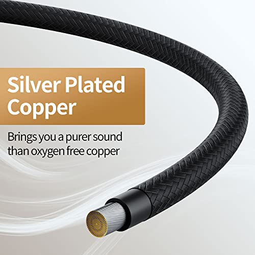 HiFind 3.5mm to 6.35mm Stereo Audio Cable 4 Ft (Hi-Fi Sound-Silver Plated Copper-Spring SR-Braided) 3.5 mm 1/8" TRS Male to 6.35 mm 1/4" TRS Male Bidirectional Cable for Guitar,Home Theater,Speaker