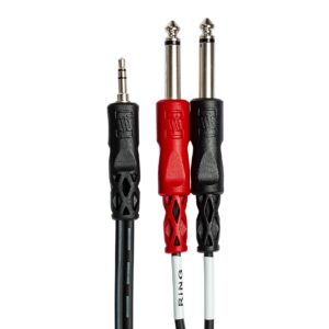 Hosa CPP-201 Dual 1/4" TS to Dual 1/4" TS Stereo Interconnect Cable, 1 Meter & CMP-153 3.5 mm TRS to Dual 1/4" TS Stereo Breakout Cable, 3 Feet