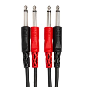 Hosa CPP-201 Dual 1/4" TS to Dual 1/4" TS Stereo Interconnect Cable, 1 Meter & CMP-153 3.5 mm TRS to Dual 1/4" TS Stereo Breakout Cable, 3 Feet