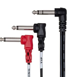 HOSA STP-201RR Right Angle 1/4" TRS to Dual Right Angle 1/4" TS Insert Cable,1 Meter Black & YPP-136 1/4" TRSF to Dual 1/4" TS Stereo Breakout Cable