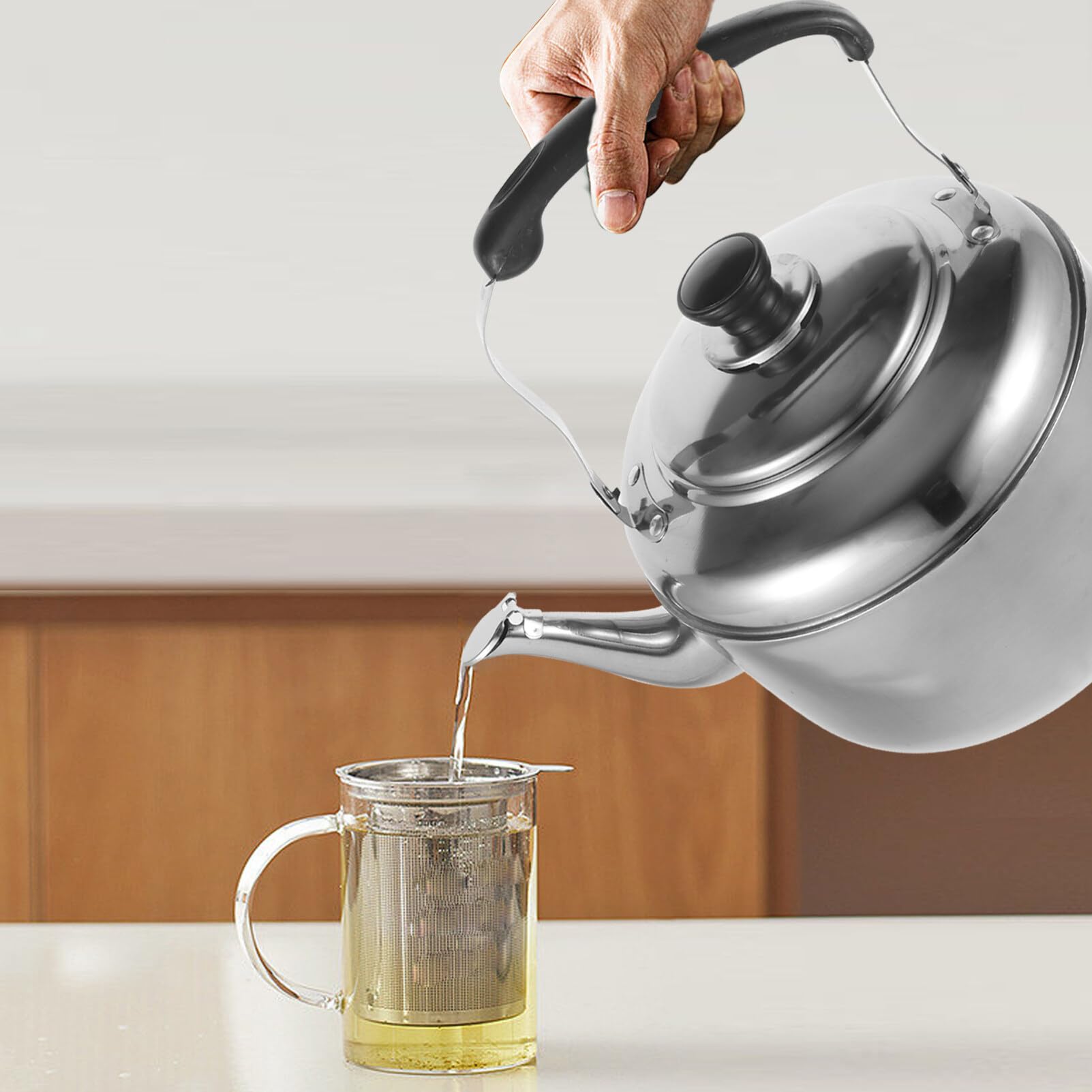 Lurrose Small Tea Kettle Boiling Teapot Fast Boiling Water Kettle Glass Camp Kettle Loose Tea Steeper Electric Water Bottle Hot Water Coffee Pot Stainless Steel Teakettle Heating Filter