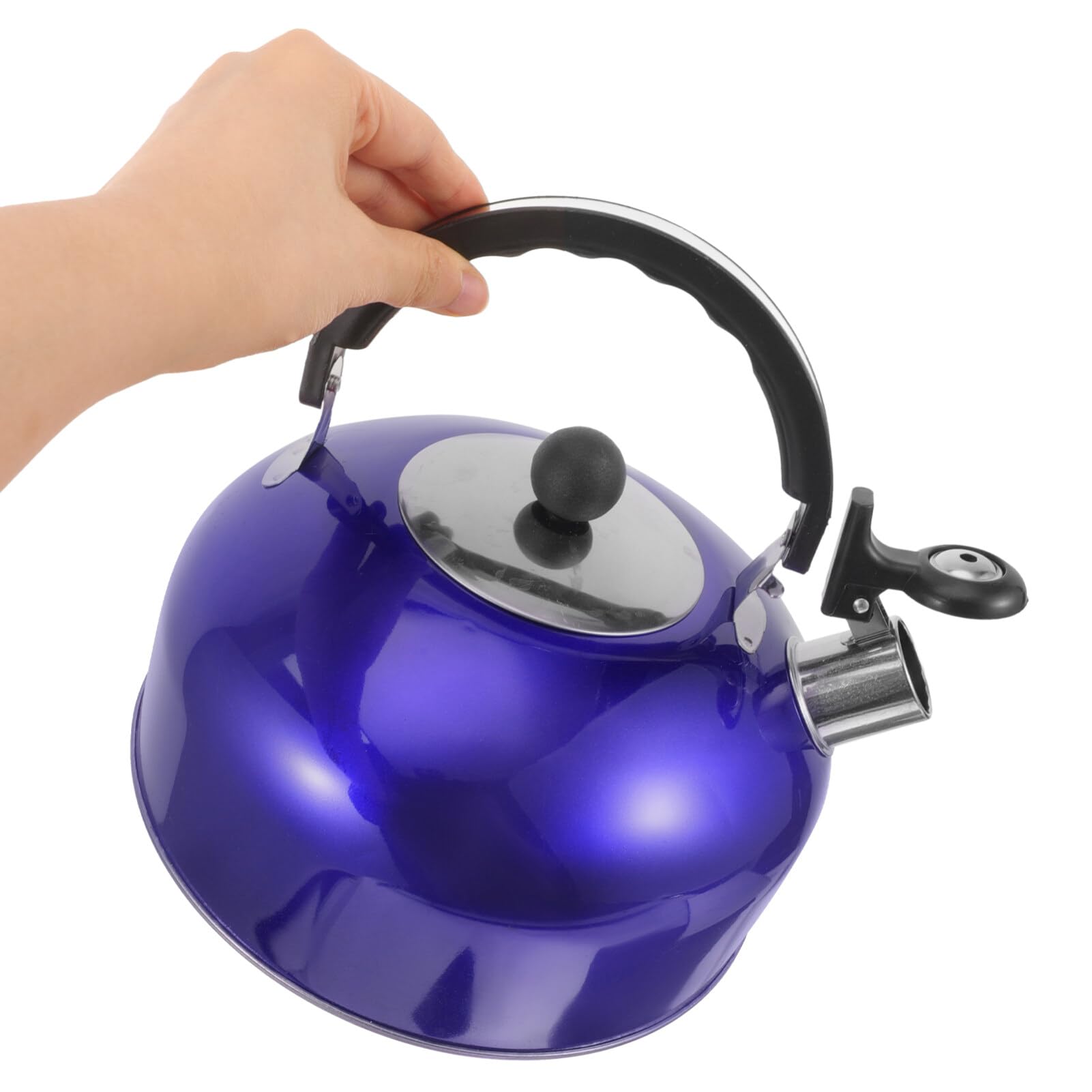 BESTonZON Whistling Tea Kettle Tea Bottle Stainless Steel Stovetop Teapot 4L Camping Water Kettle Kitchen Coffee Kettle Metal Water Pot with Cool Handle for Home Office Blue