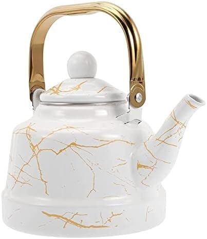 Kettle Stovetop Whistling Tea Kettle 1.7L Enamel Kettle Stove Top Coffee Kettle Flat Bottom Kettle Tea Kettle Milk Jug for Gas Stove and Induction Cooker Tea Kettle Stovetop Teapot