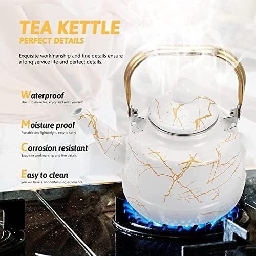 Kettle Stovetop Whistling Tea Kettle 1.7L Enamel Kettle Stove Top Coffee Kettle Flat Bottom Kettle Tea Kettle Milk Jug for Gas Stove and Induction Cooker Tea Kettle Stovetop Teapot