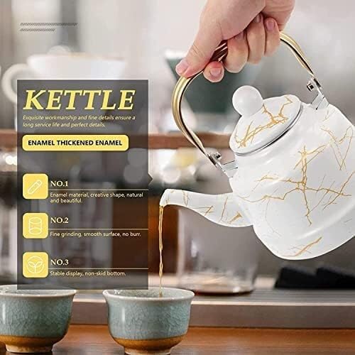 Kettle Stovetop Whistling Tea Kettle 1.7L Enamel Kettle Stove Top Coffee Kettle Flat Bottom Kettle Tea Kettle Milk Jug for Gas Stove and Induction Cooker Tea Kettle Stovetop Teapot