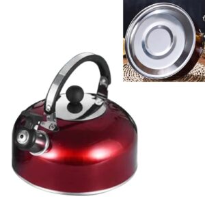 Large Whistling Tea Kettle, 3L Stainless Steel Stovetop Teapot, Portable Whistling Stovetop Tea Kettle with Ergonomic Handle, Stovetop Whistling Kettle Teapot, for Home Kitchen