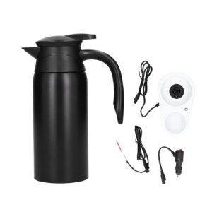 tea kettle electric, 12v 24v portable insulation water heater pot 800ml car kettle hot water kettle electric, for car, traving caming(12v/24v black)