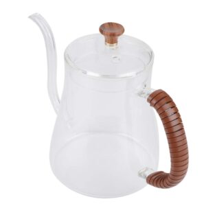 Glass Teapot, Pour Over Coffee Kettle Kettle 600ML Thickened Glass Kettle Tea Stovetop Save Pour Over Kettle Coffee Removable Infuser Dripper