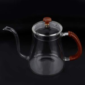 Glass Teapot, Pour Over Coffee Kettle Kettle 600ML Thickened Glass Kettle Tea Stovetop Save Pour Over Kettle Coffee Removable Infuser Dripper