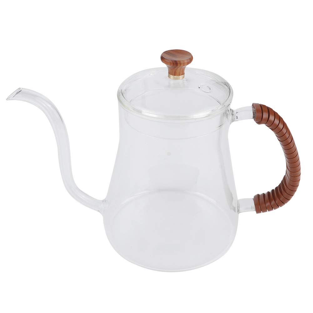 Glass Teapot, Pour Over Coffee Kettle Kettle 600ML Thickened Glass Kettle Tea Stovetop Save Pour Over Kettle Coffee Removable Infuser Dripper