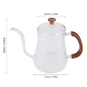 Glass Teapot, Pour Over Coffee Kettle Kettle 600ML Thickened Glass Kettle Tea Stovetop Save Pour Over Kettle Coffee Removable Infuser Dripper