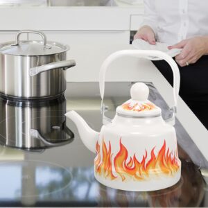 Kichvoe Ceramic Enamel Teapot Tea Kettle for Stovetop 1.1L Porcelain Enameled Teakettle Vintage Tea Pot with Ceramic Cool Handle Teapot for Hot Water No Whistling