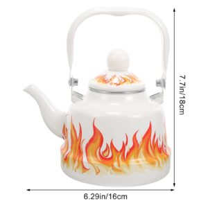 Kichvoe Ceramic Enamel Teapot Tea Kettle for Stovetop 1.1L Porcelain Enameled Teakettle Vintage Tea Pot with Ceramic Cool Handle Teapot for Hot Water No Whistling