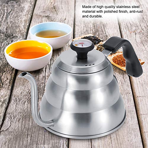 Stainless Steel Coffee Tea Pot Pouring Drip Kettle with Gooseneck and Built in Thermometer Durable Stainless Steel Kettle(1L)