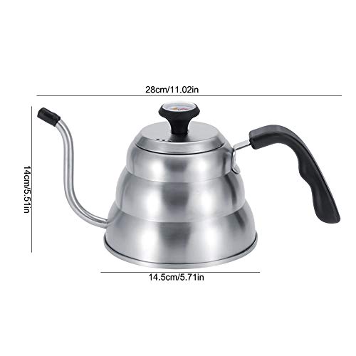 Stainless Steel Coffee Tea Pot Pouring Drip Kettle with Gooseneck and Built in Thermometer Durable Stainless Steel Kettle(1L)