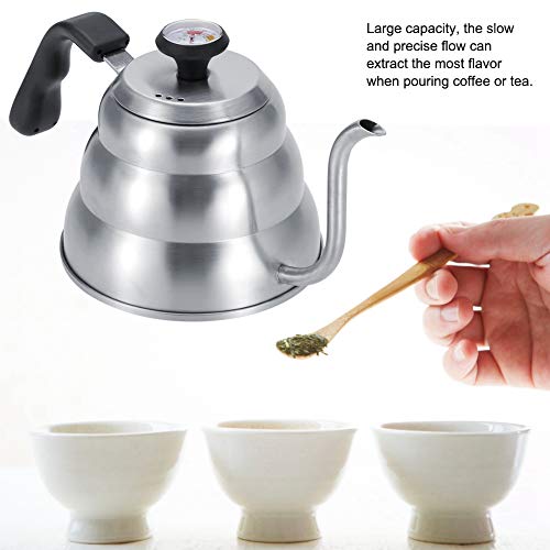 Stainless Steel Coffee Tea Pot Pouring Drip Kettle with Gooseneck and Built in Thermometer Durable Stainless Steel Kettle(1L)