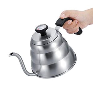 Stainless Steel Coffee Tea Pot Pouring Drip Kettle with Gooseneck and Built in Thermometer Durable Stainless Steel Kettle(1L)