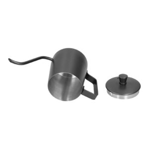 Black Tea Kettle, 350ml PTFE Coffee Kettle with Lid 304 Stainless Steel Pour Over Coffee Pot for Home Office (Black)