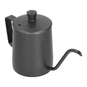 Black Tea Kettle, 350ml PTFE Coffee Kettle with Lid 304 Stainless Steel Pour Over Coffee Pot for Home Office (Black)