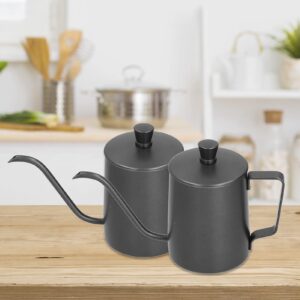 Black Tea Kettle, 350ml PTFE Coffee Kettle with Lid 304 Stainless Steel Pour Over Coffee Pot for Home Office (Black)