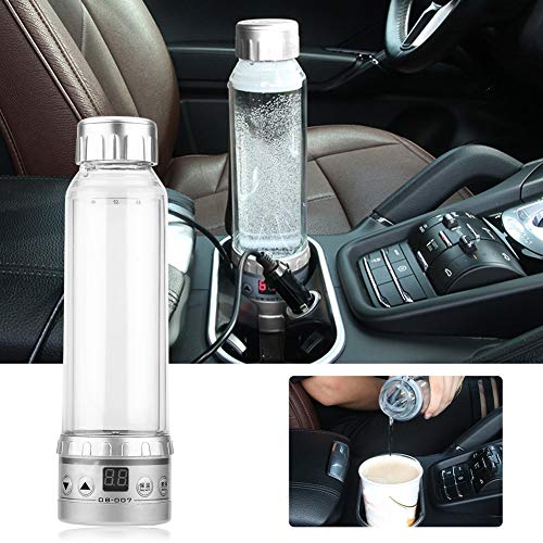 12V 24V Car Electric Kettle Travel Heated Cup Water Heater for Auto, Portable Boil Water, Tea, Coffee, Milk, 280ml Capacity, Black (Silver)