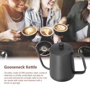 ELINP Goose Neck Electric Kettles, 600ml 304 Stainless Steel PTFE Coffee Kettle with Black Handle Narrow Mouth Coffee Pot for Home