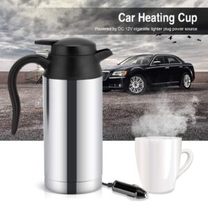 12V 750ml Car Electric Bottle, Stainless Steel Electric Car Kettle Heating Cup Coffee Mug Travel Water Bottle