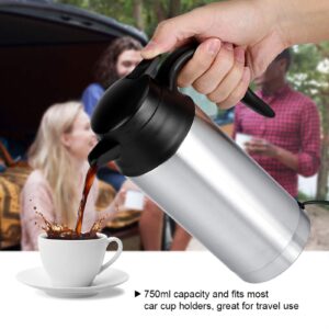 12V 750ml Car Electric Bottle, Stainless Steel Electric Car Kettle Heating Cup Coffee Mug Travel Water Bottle