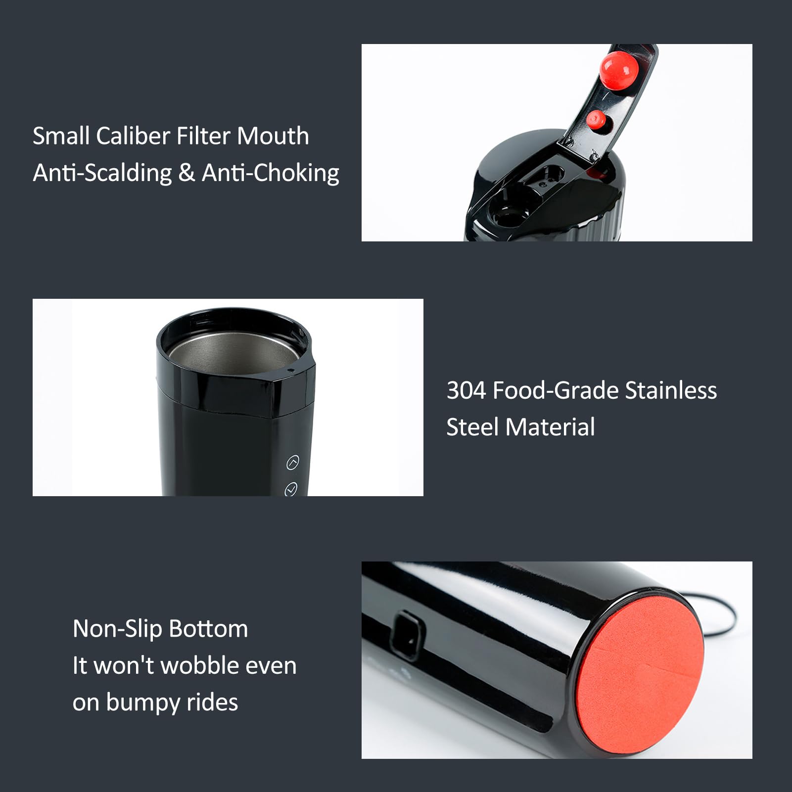 12V/24V Car Heating Cup, 400mL Stainless Steel Heated Travel Mug Car Home Dual Use Smart Temperature Control Electric Kettle for Coffee Tea Milk