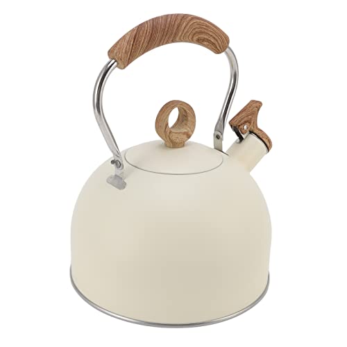 2.5 Liter Whistling Tea Kettle L Steel Teapot with Handle For Electric Stove Gas Stove Beige For Home Use, Multifunctional Accessory (Beige)