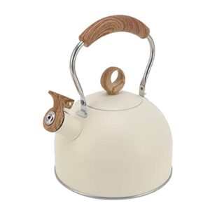 2.5 Liter Whistling Tea Kettle L Steel Teapot with Handle For Electric Stove Gas Stove Beige For Home Use, Multifunctional Accessory (Beige)