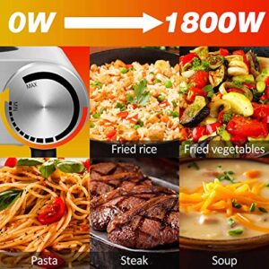 Hot Plate, Techwood 1800W Dual Electric Stoves, Countertop Stove Double Burner for Cooking, Infrared Ceramic Hot Plates Double Cooktop, Silver, Brushed Stainless Steel Easy to Clean Upgraded Version