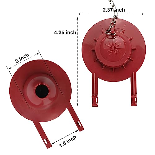 Toilet Flapper Replacement Kit High Performance Universal Toilet Tank Flapper with Stainless Chain & Hook, Long Lasting Rubber, Easy to Install Red 2inch 2pc