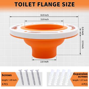 Toilet Flange Repair Kit, Universal Toilet Flange Fits for 4" and 5" or Special 3" Drain Pipe, Toilet Repair and Easy Install, Perfect Seal No More Pipeline Gas Leakage