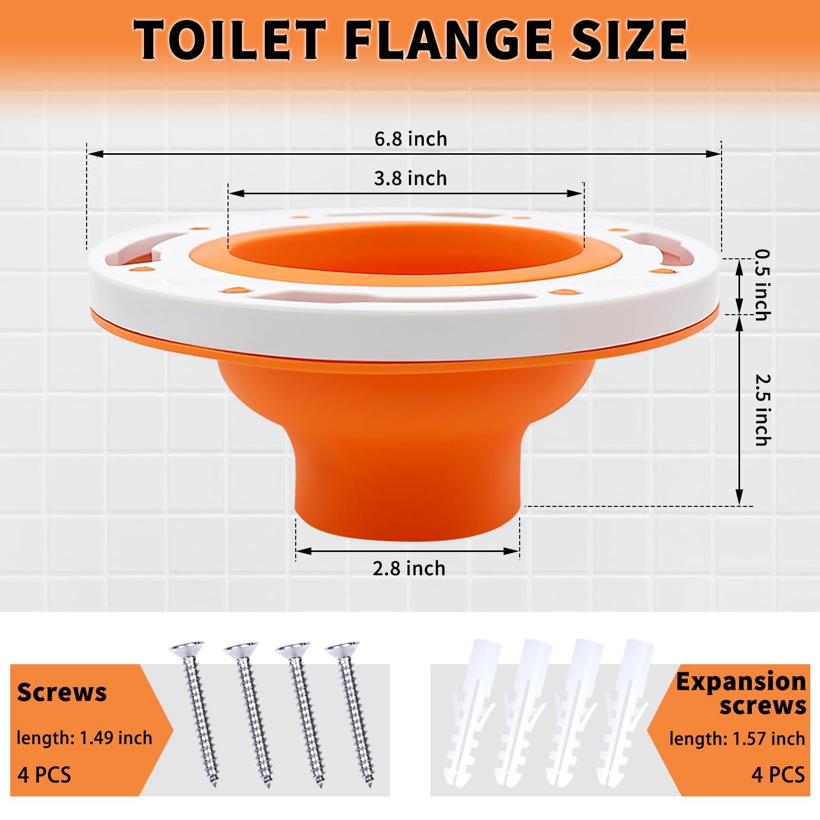 Toilet Flange Repair Kit, Universal Toilet Flange Fits for 4" and 5" or Special 3" Drain Pipe, Toilet Repair and Easy Install, Perfect Seal No More Pipeline Gas Leakage