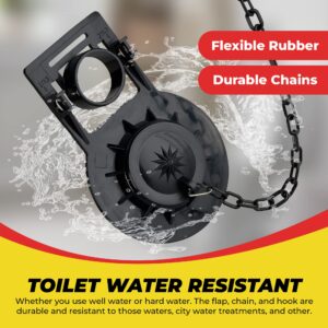 Qualihome Toilet Flapper Replacement Part - Universal Fit - 2 Inch Hinge Flapper Valve Repair Kit with Chain - Easy Installation, Instructions Included