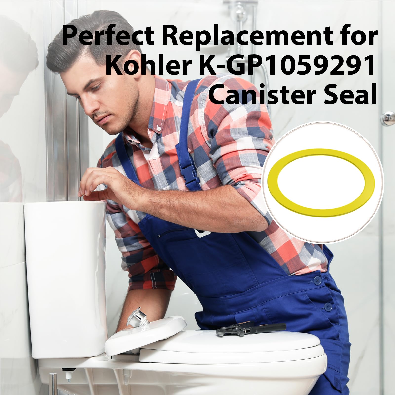 Flush Valve Seal for Kohler, 2 Pack Upgraded Silicone Material Toilet Replacement Tank Parts Canister Flush Valve Kit Gasket for K-GP1059291