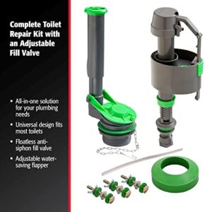 Plumb Pak, Gray/Green K830-16BX Universal Water Saving Tank Repair Kit for 2-Inch Flush Valve Toilets, Size