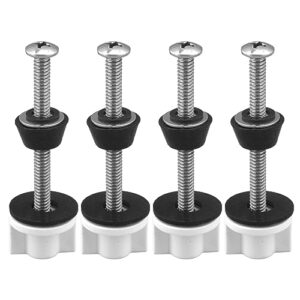 jaeskeclip 2 sets stainless steel toilet seat screws, toilet seat tightening kit, strong metal hinges and bolts, resistant to dirt and wear, practical convenient(silver+black+white)