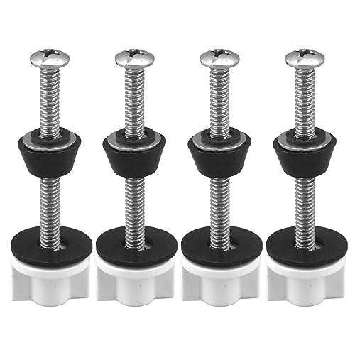 Jaeskeclip 2 Sets Stainless Steel Toilet Seat Screws, Toilet Seat Tightening Kit, Strong Metal Hinges and Bolts, Resistant to Dirt and Wear, Practical Convenient(Silver+Black+White)