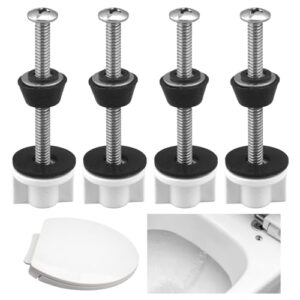 Jaeskeclip 2 Sets Stainless Steel Toilet Seat Screws, Toilet Seat Tightening Kit, Strong Metal Hinges and Bolts, Resistant to Dirt and Wear, Practical Convenient(Silver+Black+White)