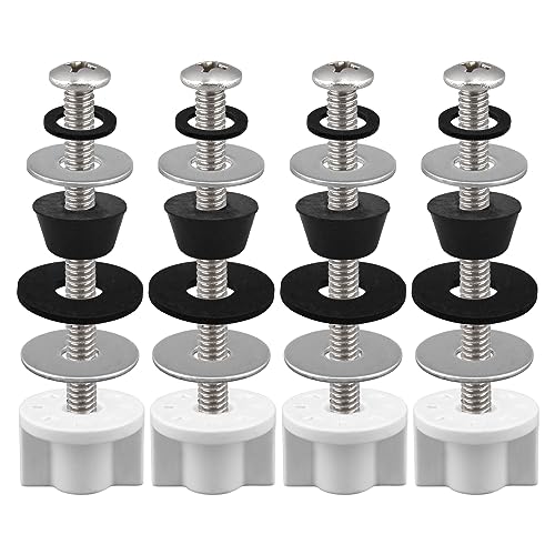 Jaeskeclip 2 Sets Stainless Steel Toilet Seat Screws, Toilet Seat Tightening Kit, Strong Metal Hinges and Bolts, Resistant to Dirt and Wear, Practical Convenient(Silver+Black+White)