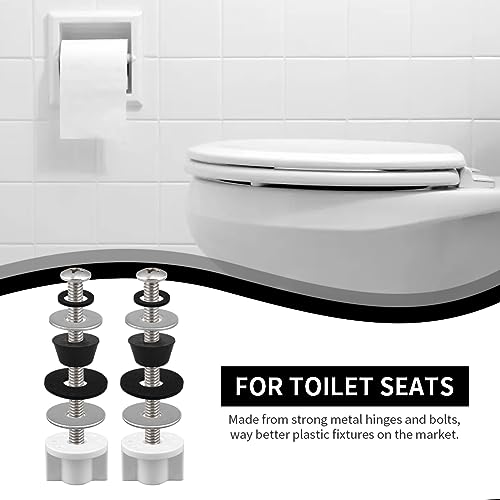 Jaeskeclip 2 Sets Stainless Steel Toilet Seat Screws, Toilet Seat Tightening Kit, Strong Metal Hinges and Bolts, Resistant to Dirt and Wear, Practical Convenient(Silver+Black+White)