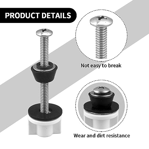 Jaeskeclip 2 Sets Stainless Steel Toilet Seat Screws, Toilet Seat Tightening Kit, Strong Metal Hinges and Bolts, Resistant to Dirt and Wear, Practical Convenient(Silver+Black+White)