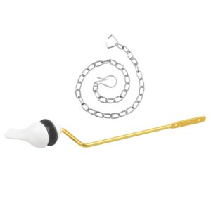 Jwodo Toilet Handle Replacement Kit, Side Mount Toilet Trip Levers with Seal Gasket and Nut, with Stainless Steel Flapper Chains, Universal Replacement for Most Toilets (White)