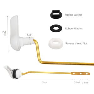 Jwodo Toilet Handle Replacement Kit, Side Mount Toilet Trip Levers with Seal Gasket and Nut, with Stainless Steel Flapper Chains, Universal Replacement for Most Toilets (White)