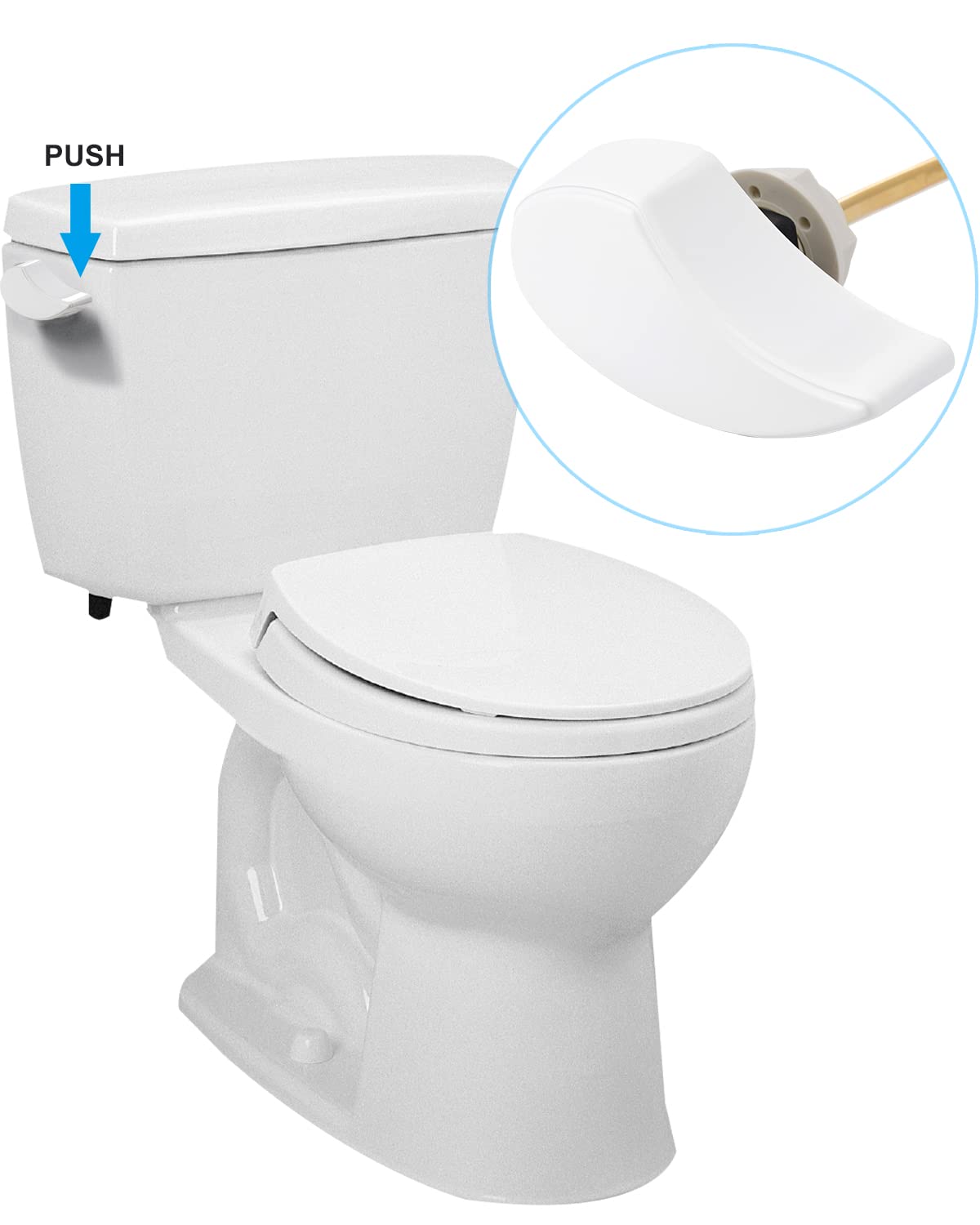 Hibbent Toilet Handle Tank Flush Lever Replacement Compatible with TOTOTHU004-CP Trip Lvr for ST701, CST854, CST884,Side Mount Toilet Flush Handle, Toilet Trip Lever, Toilet Repair Handle, White